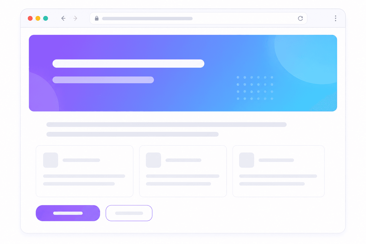 Website layout mockup shown in a browser window